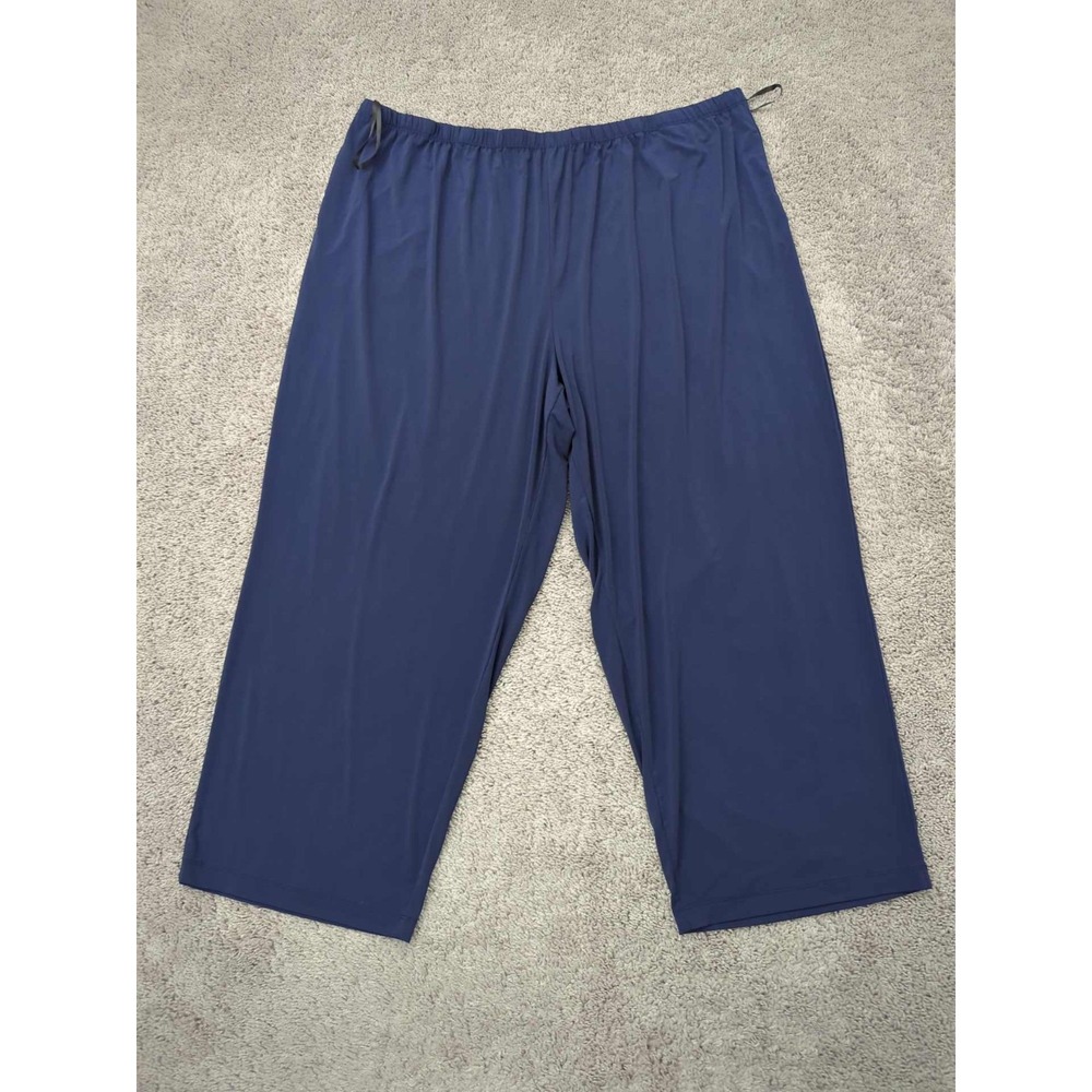 Roaman's Pants Womens 32W PLUS Blue High Rise Pull On Cropped Casual